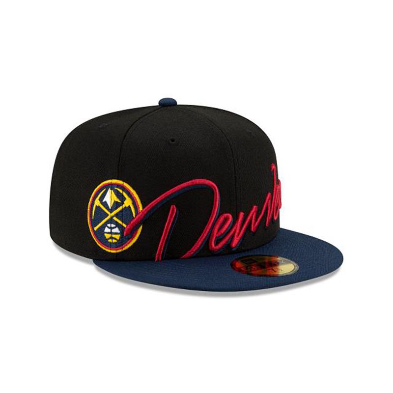 NBA Denver Nuggets Cursive 59Fifty Fitted (RFF9140) - Black New Era Caps